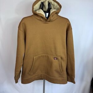 Wrangler Sherpa Lined Hoodie Mens Large Brown Workwear Western Ranch Pullover